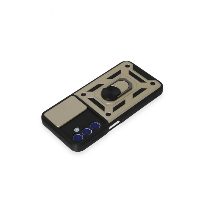 Newface Samsung Galaxy M34 5G Kılıf Pars Lens Yüzüklü Silikon - Gold