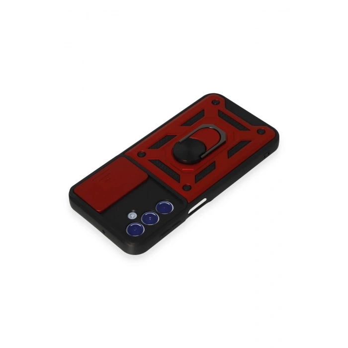 Newface Samsung Galaxy M34 5G Kılıf Pars Lens Yüzüklü Silikon - Kırmızı