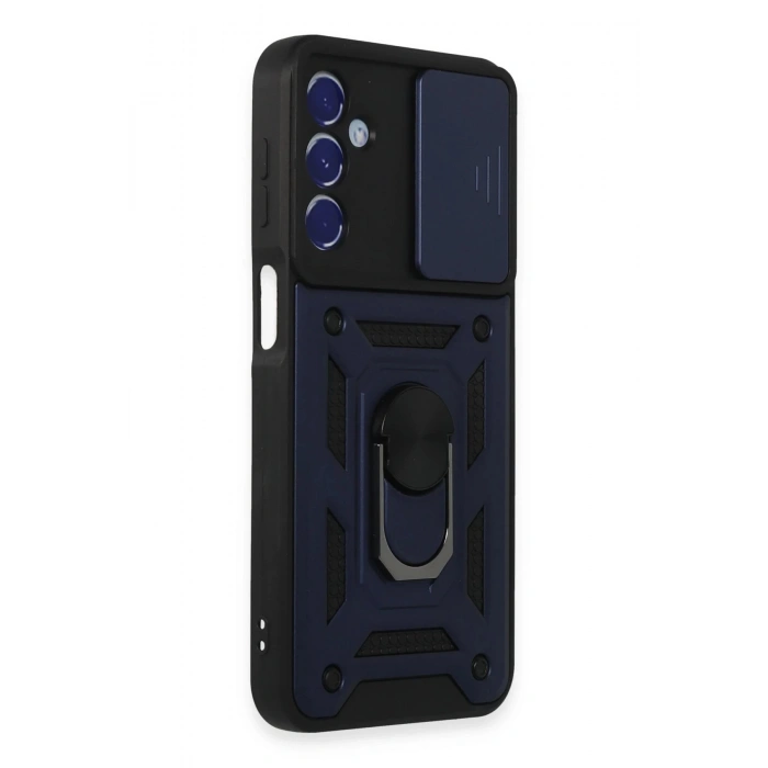 Newface Samsung Galaxy M34 5G Kılıf Pars Lens Yüzüklü Silikon - Lacivert