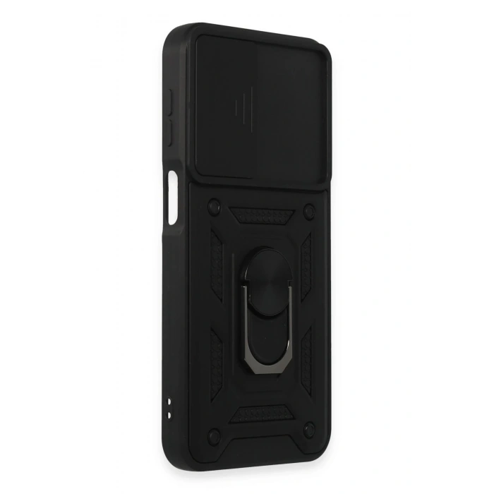 Newface Samsung Galaxy M34 5G Kılıf Pars Lens Yüzüklü Silikon - Siyah