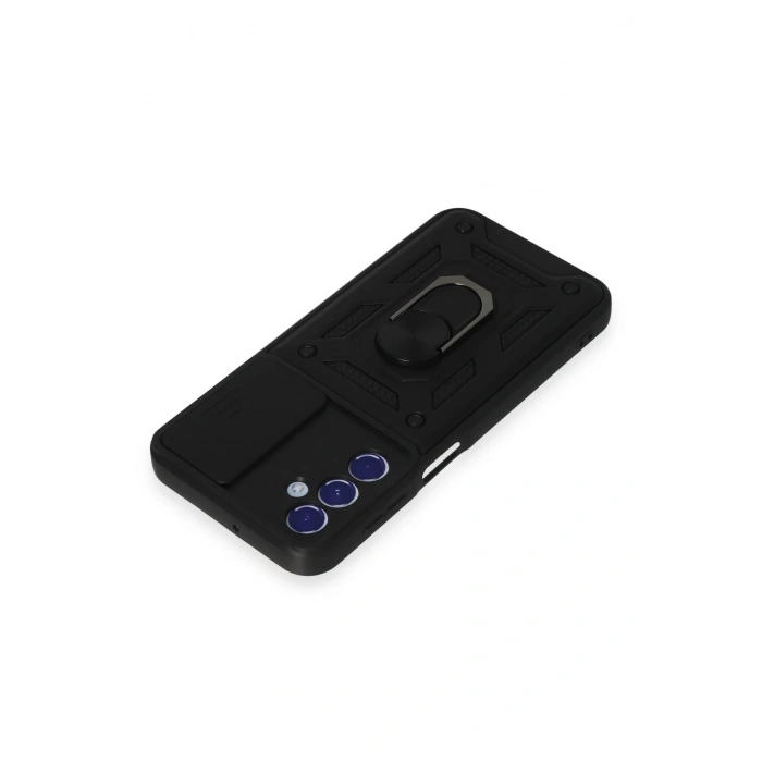 Newface Samsung Galaxy M34 5G Kılıf Pars Lens Yüzüklü Silikon - Siyah