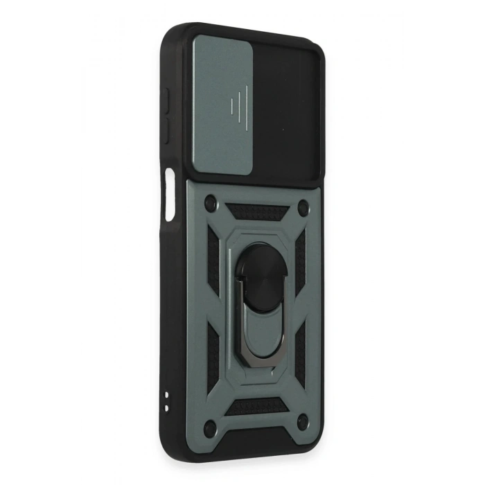 Newface Samsung Galaxy M34 5G Kılıf Pars Lens Yüzüklü Silikon - Yeşil