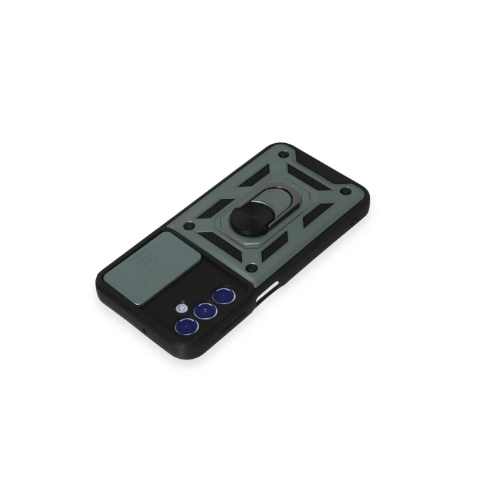 Newface Samsung Galaxy M34 5G Kılıf Pars Lens Yüzüklü Silikon - Yeşil