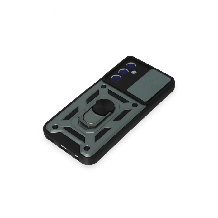 Newface Samsung Galaxy M34 5G Kılıf Pars Lens Yüzüklü Silikon - Yeşil