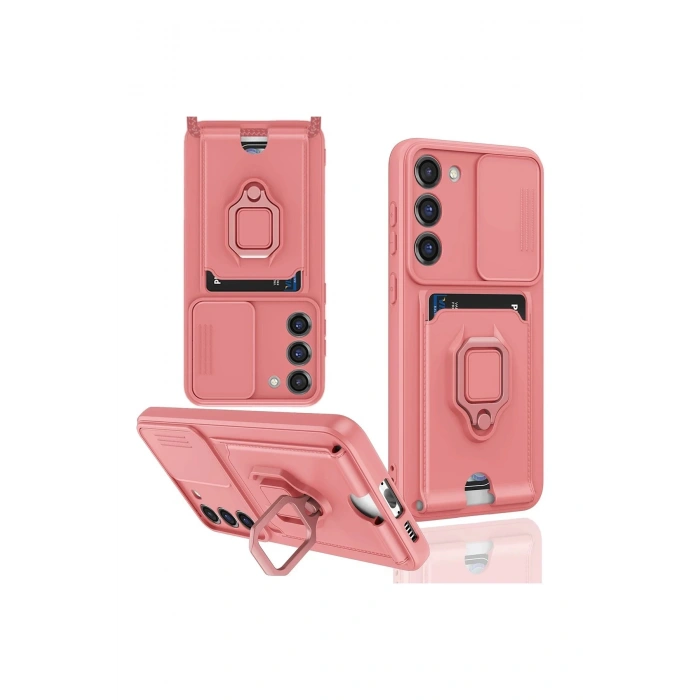 Newface Samsung Galaxy M34 5G Kılıf Zuma Kartvizitli Yüzüklü Silikon - Pembe