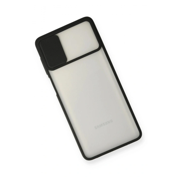 Newface Samsung Galaxy M51 Kılıf Palm Buzlu Kamera Sürgülü Silikon - Siyah