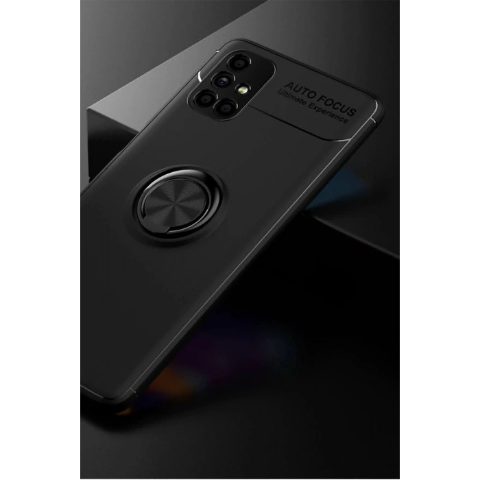 Newface Samsung Galaxy M51 Kılıf Range Yüzüklü Silikon - Siyah