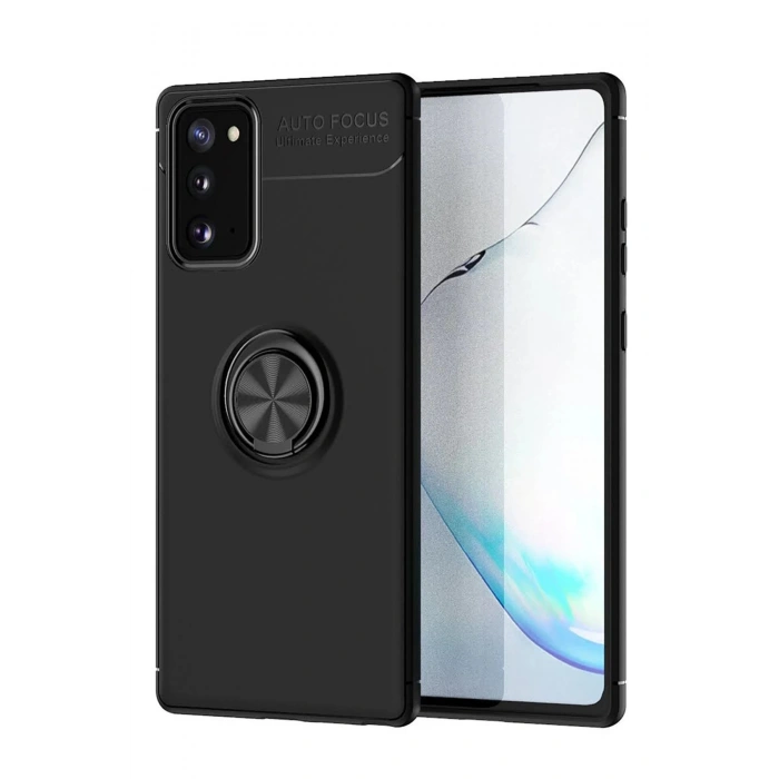 Newface Samsung Galaxy Note 20 Kılıf Range Yüzüklü Silikon - Siyah