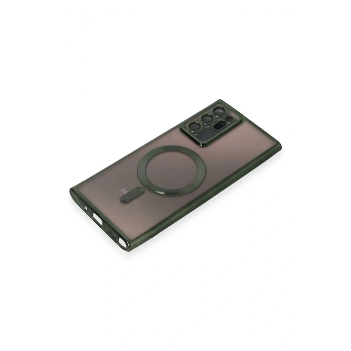 Newface Samsung Galaxy Note 20 Ultra Kılıf Kross Magneticsafe Kapak - Koyu Yeşil