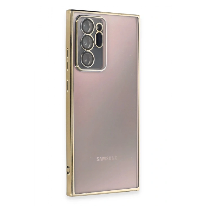 Newface Samsung Galaxy Note 20 Ultra Kılıf Razer Lensli Silikon - Gold