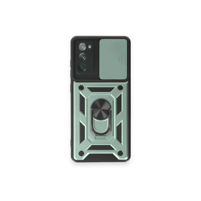 Newface Samsung Galaxy S20 FE Kılıf Pars Lens Yüzüklü Silikon - Yeşil