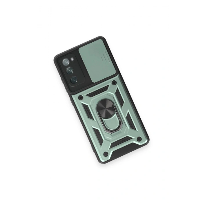 Newface Samsung Galaxy S20 FE Kılıf Pars Lens Yüzüklü Silikon - Yeşil