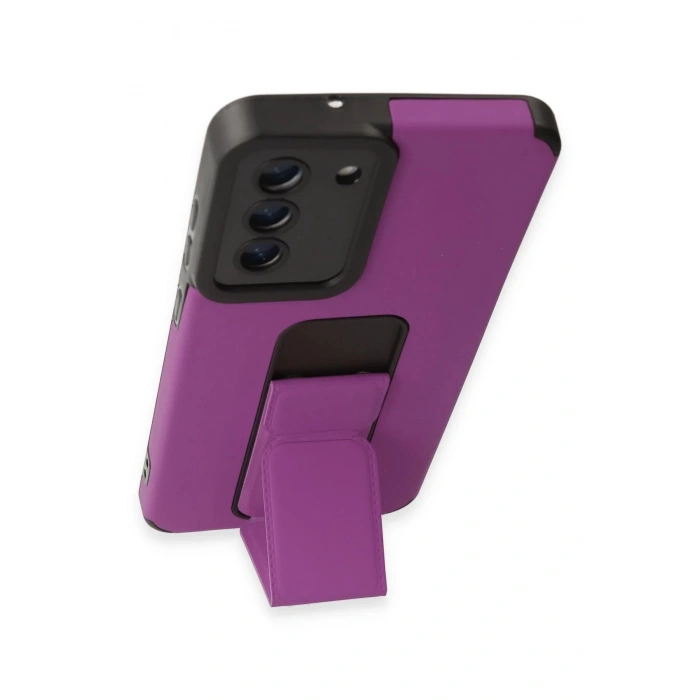 Newface Samsung Galaxy S21 FE Kılıf Mega Standlı Silikon - Mor