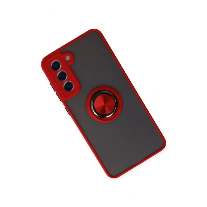 Newface Samsung Galaxy S21 FE Kılıf Montreal Yüzüklü Silikon Kapak - Kırmızı