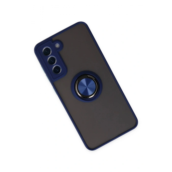 Newface Samsung Galaxy S21 FE Kılıf Montreal Yüzüklü Silikon Kapak - Lacivert