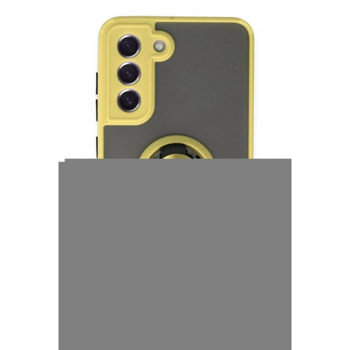 Newface Samsung Galaxy S21 FE Kılıf Montreal Yüzüklü Silikon Kapak - Sarı