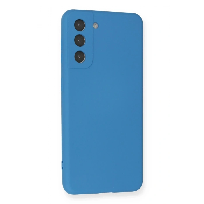 Newface Samsung Galaxy S21 FE Kılıf Nano içi Kadife Silikon - Mavi