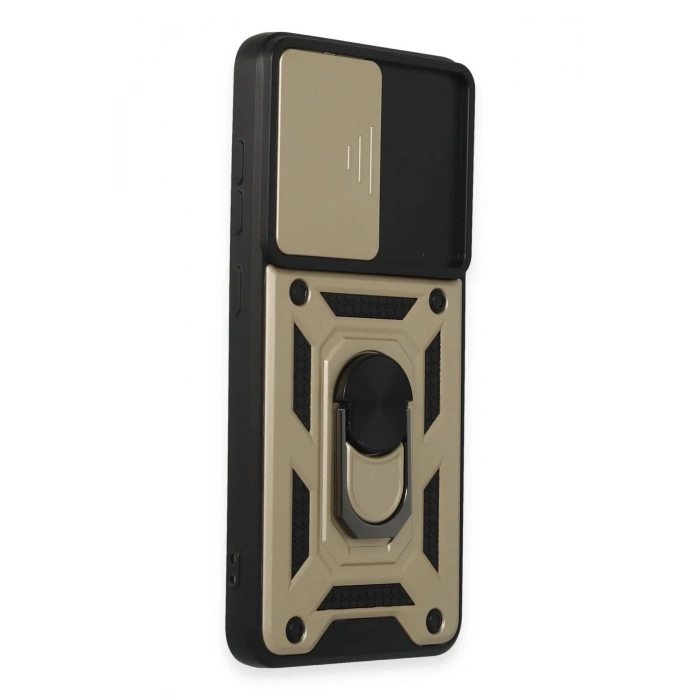 Newface Samsung Galaxy S21 FE Kılıf Pars Lens Yüzüklü Silikon - Gold