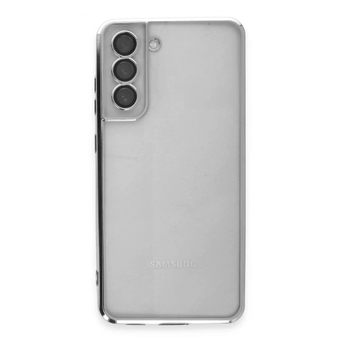 Newface Samsung Galaxy S21 FE Kılıf Razer Lensli Silikon - Gümüş