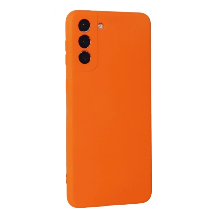 Newface Samsung Galaxy S21 Plus Kılıf Nano içi Kadife Silikon - Turuncu