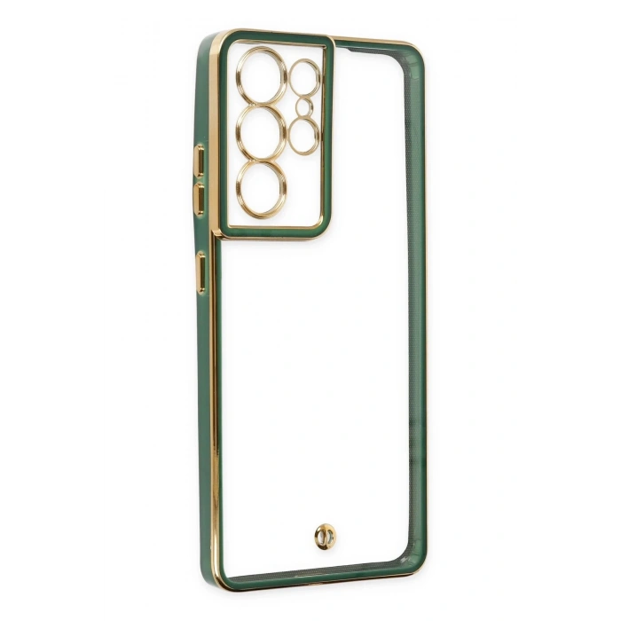 Newface Samsung Galaxy S21 Ultra Kılıf Liva Lens Silikon - Yeşil