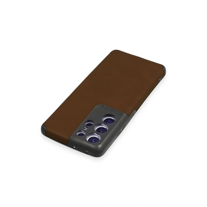 Newface Samsung Galaxy S21 Ultra Kılıf Loop Deri Silikon - Kahverengi