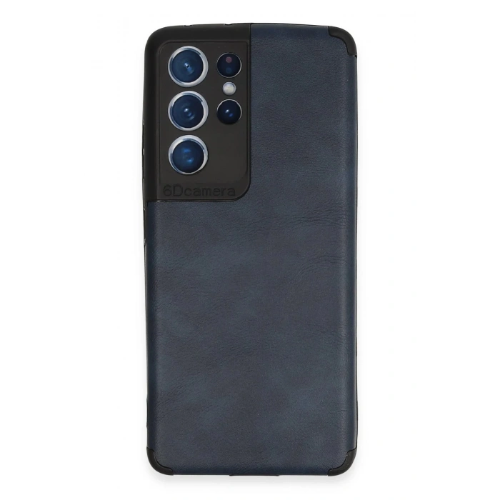 Newface Samsung Galaxy S21 Ultra Kılıf Loop Deri Silikon - Lacivert