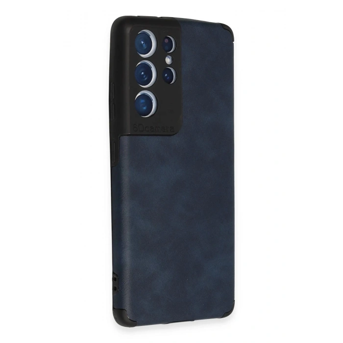 Newface Samsung Galaxy S21 Ultra Kılıf Loop Deri Silikon - Lacivert