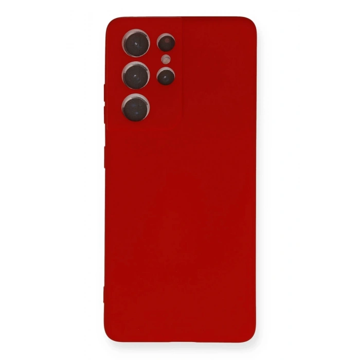 Newface Samsung Galaxy S21 Ultra Kılıf Nano içi Kadife Silikon - Kırmızı