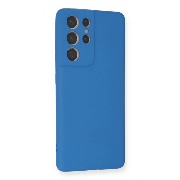 Newface Samsung Galaxy S21 Ultra Kılıf Nano içi Kadife Silikon - Mavi