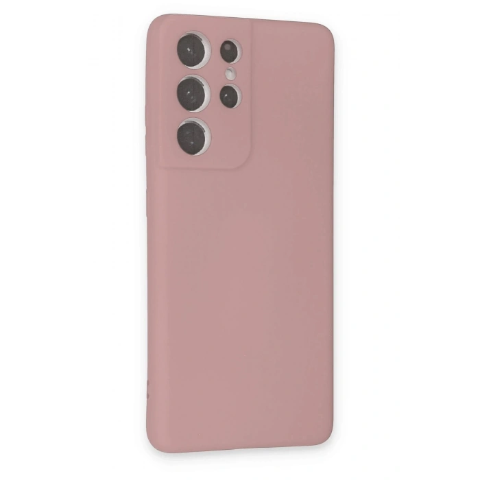 Newface Samsung Galaxy S21 Ultra Kılıf Nano içi Kadife Silikon - Pudra
