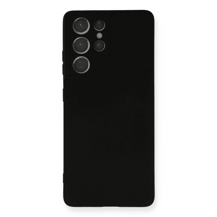 Newface Samsung Galaxy S21 Ultra Kılıf Nano içi Kadife Silikon - Siyah