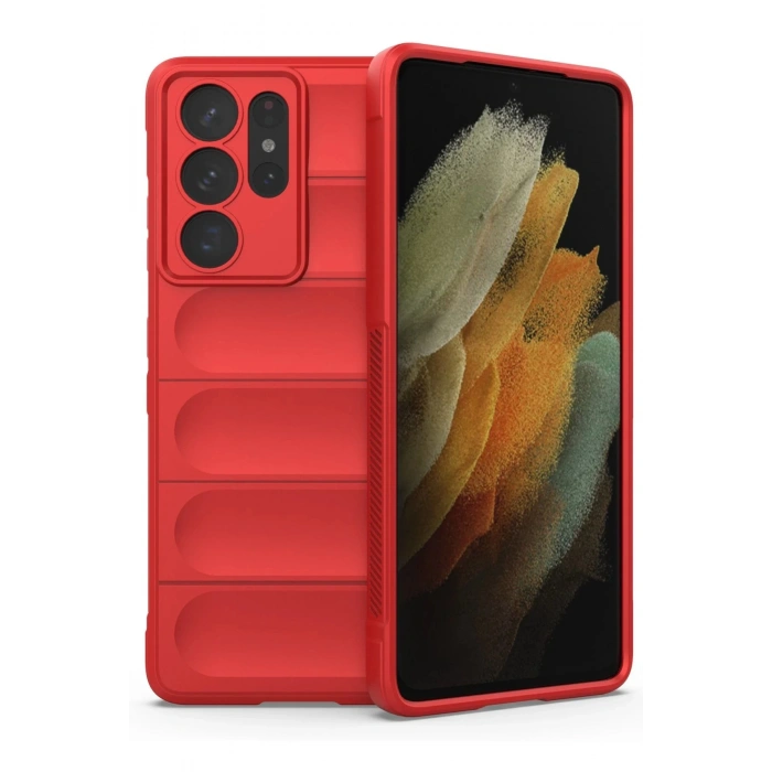 Newface Samsung Galaxy S21 Ultra Kılıf Optimum Silikon - Kırmızı