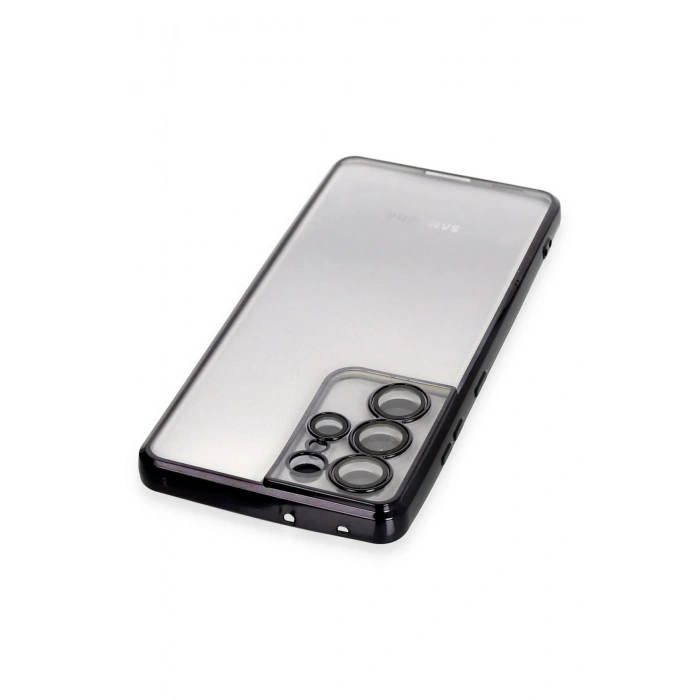 Newface Samsung Galaxy S21 Ultra Kılıf Razer Lensli Silikon - Siyah