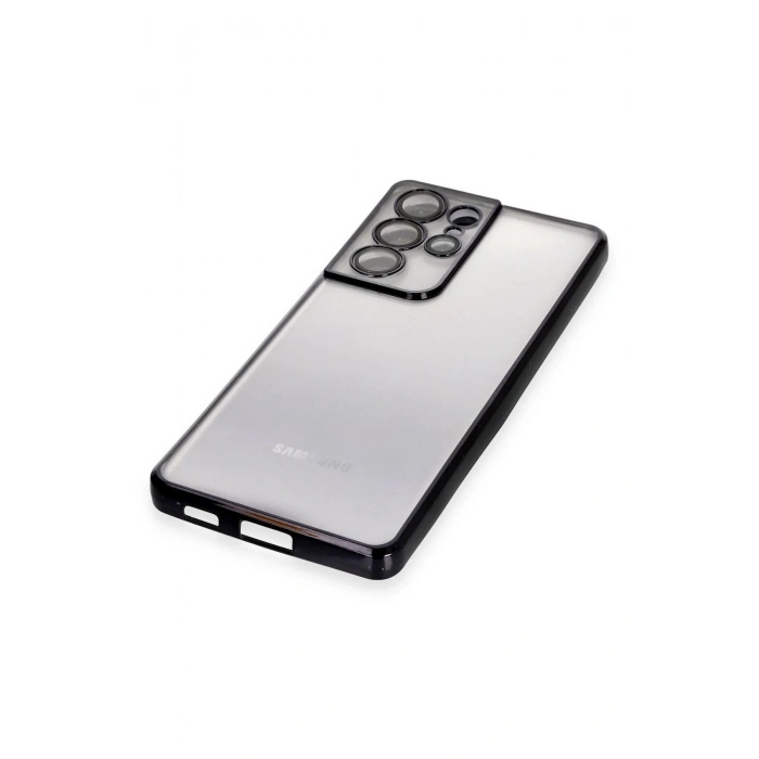 Newface Samsung Galaxy S21 Ultra Kılıf Razer Lensli Silikon - Siyah