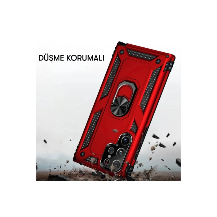 Newface Samsung Galaxy S21 Ultra Kılıf Sofya Yüzüklü Silikon Kapak - Yeşil