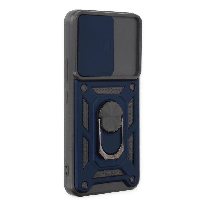 Newface Samsung Galaxy S22 Kılıf Pars Lens Yüzüklü Silikon - Lacivert