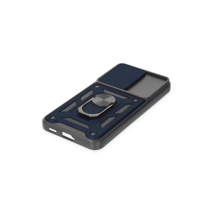 Newface Samsung Galaxy S22 Kılıf Pars Lens Yüzüklü Silikon - Lacivert