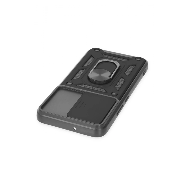 Newface Samsung Galaxy S22 Kılıf Pars Lens Yüzüklü Silikon - Siyah