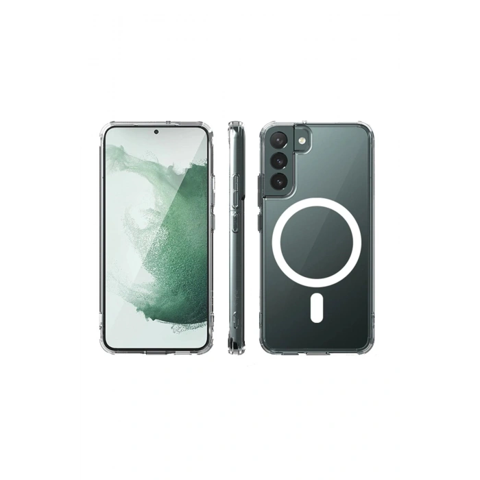 Newface Samsung Galaxy S22 Plus Kılıf Magneticsafe Şeffaf Silikon - Şeffaf