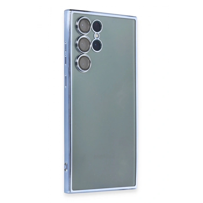 Newface Samsung Galaxy S22 Ultra Kılıf Razer Lensli Silikon - Açık Mavi