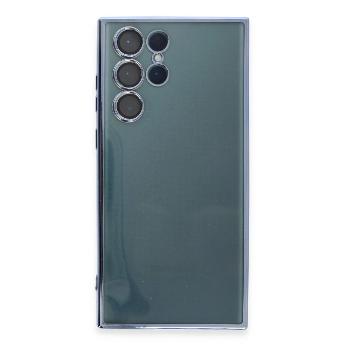 Newface Samsung Galaxy S22 Ultra Kılıf Razer Lensli Silikon - Açık Mavi