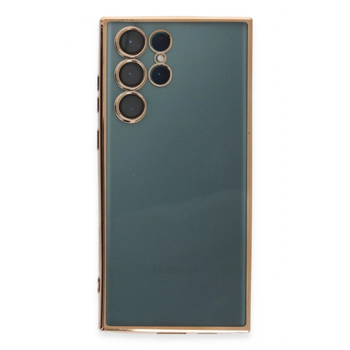 Newface Samsung Galaxy S22 Ultra Kılıf Razer Lensli Silikon - Gold