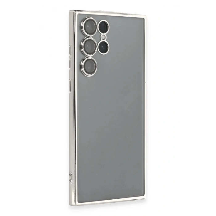 Newface Samsung Galaxy S22 Ultra Kılıf Razer Lensli Silikon - Gümüş