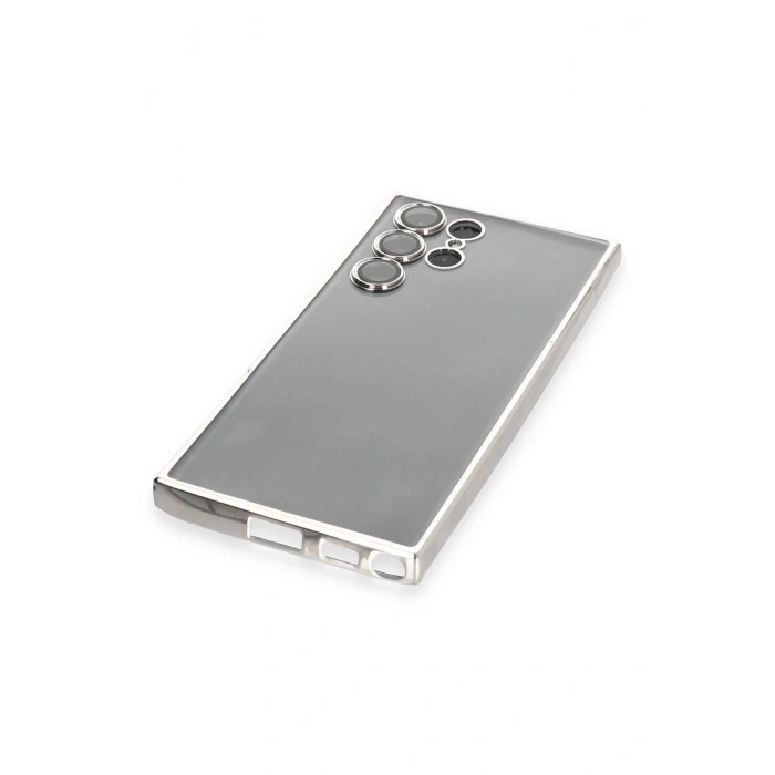 Newface Samsung Galaxy S22 Ultra Kılıf Razer Lensli Silikon - Gümüş