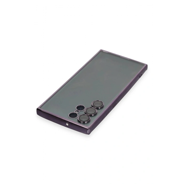 Newface Samsung Galaxy S22 Ultra Kılıf Razer Lensli Silikon - Mor