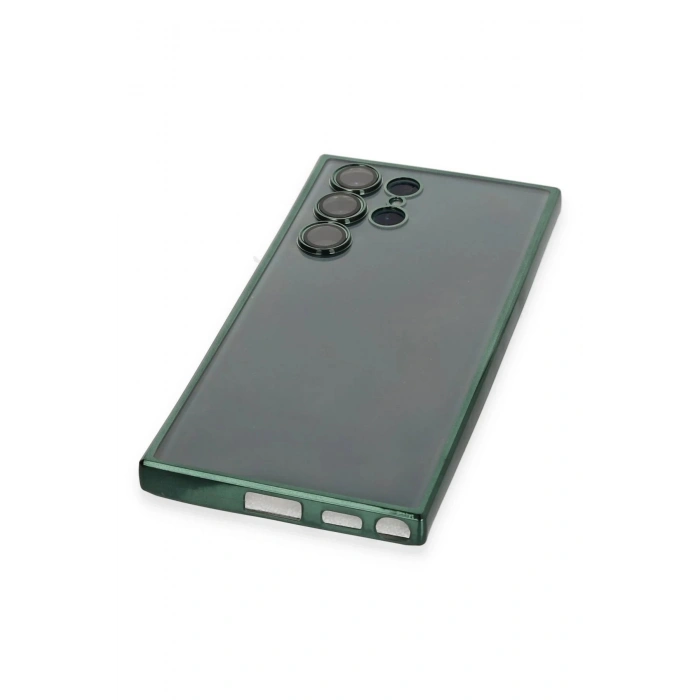 Newface Samsung Galaxy S22 Ultra Kılıf Razer Lensli Silikon - Yeşil