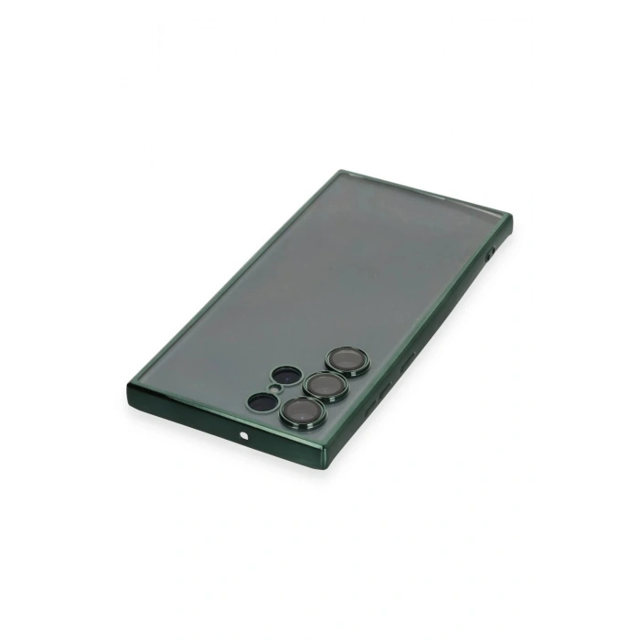 Newface Samsung Galaxy S22 Ultra Kılıf Razer Lensli Silikon - Yeşil