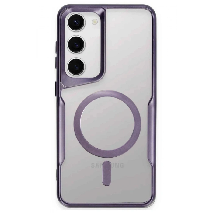 Newface Samsung Galaxy S23 Kılıf Boyi Magsafe Silikon Kapak - Derin Mor