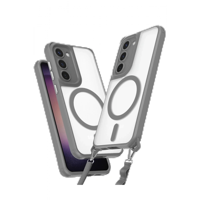 Newface Samsung Galaxy S23 Kılıf Enka Magsafe Silikon Kılıf - Titan Gri